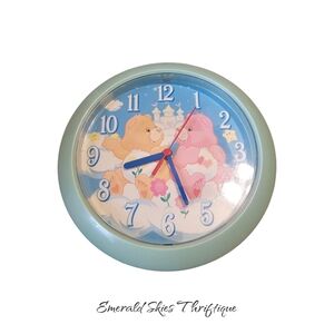 Care Bears 2003 Wall Clock Love A Lot & Friend Bear - Nursery Room Clock - Works